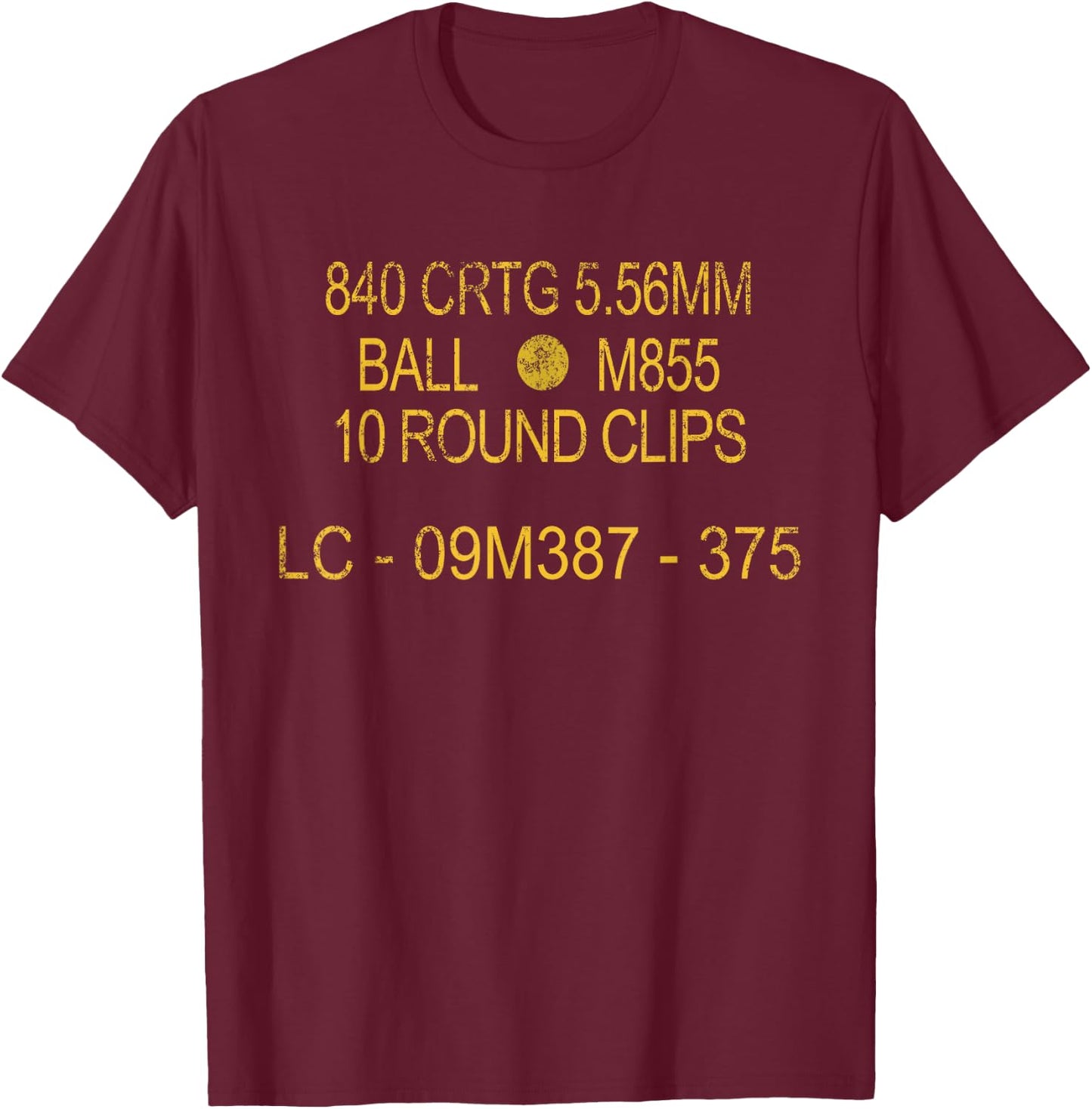 556 MM US Military Ammo OD Green Can Graphic T-Shirt - T-Shirt | Maroon