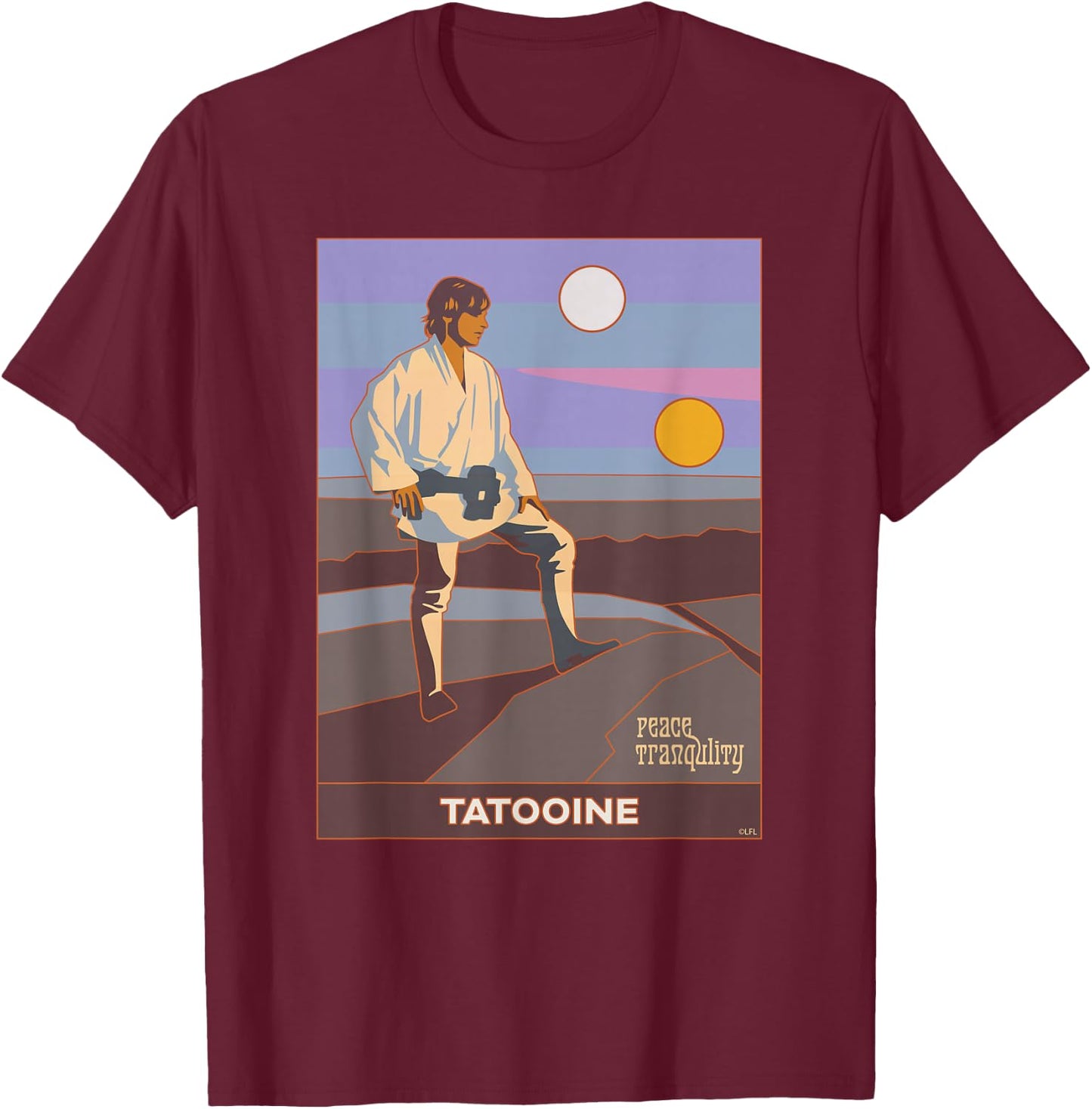 Star Wars A New Hope Luke Skywalker Tatooine T-Shirt - T-Shirt | Maroon