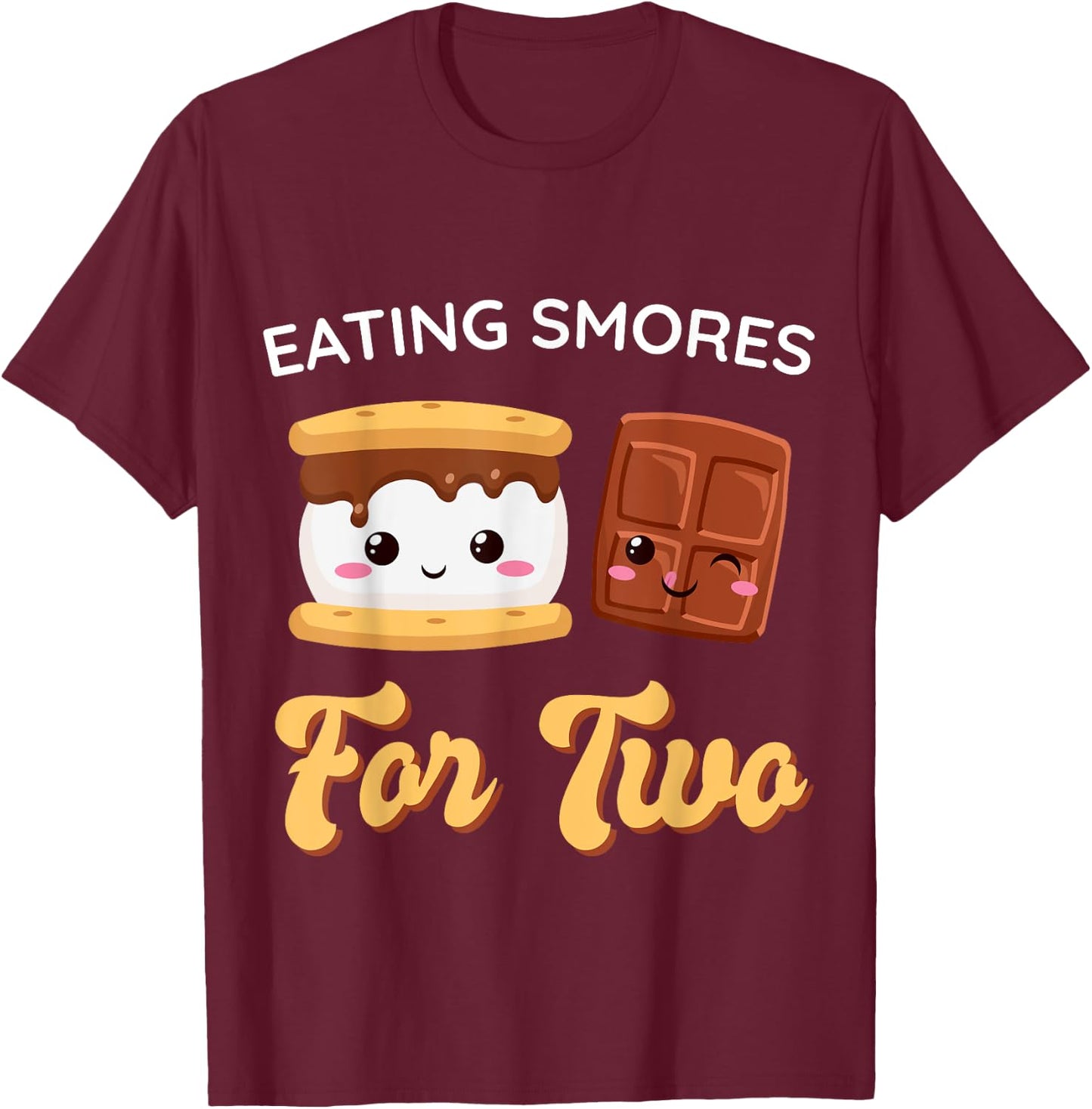 Kawaii Eating Smores for Two Pregnancy Announcement Women T-Shirt - T-Shirt | Maroon