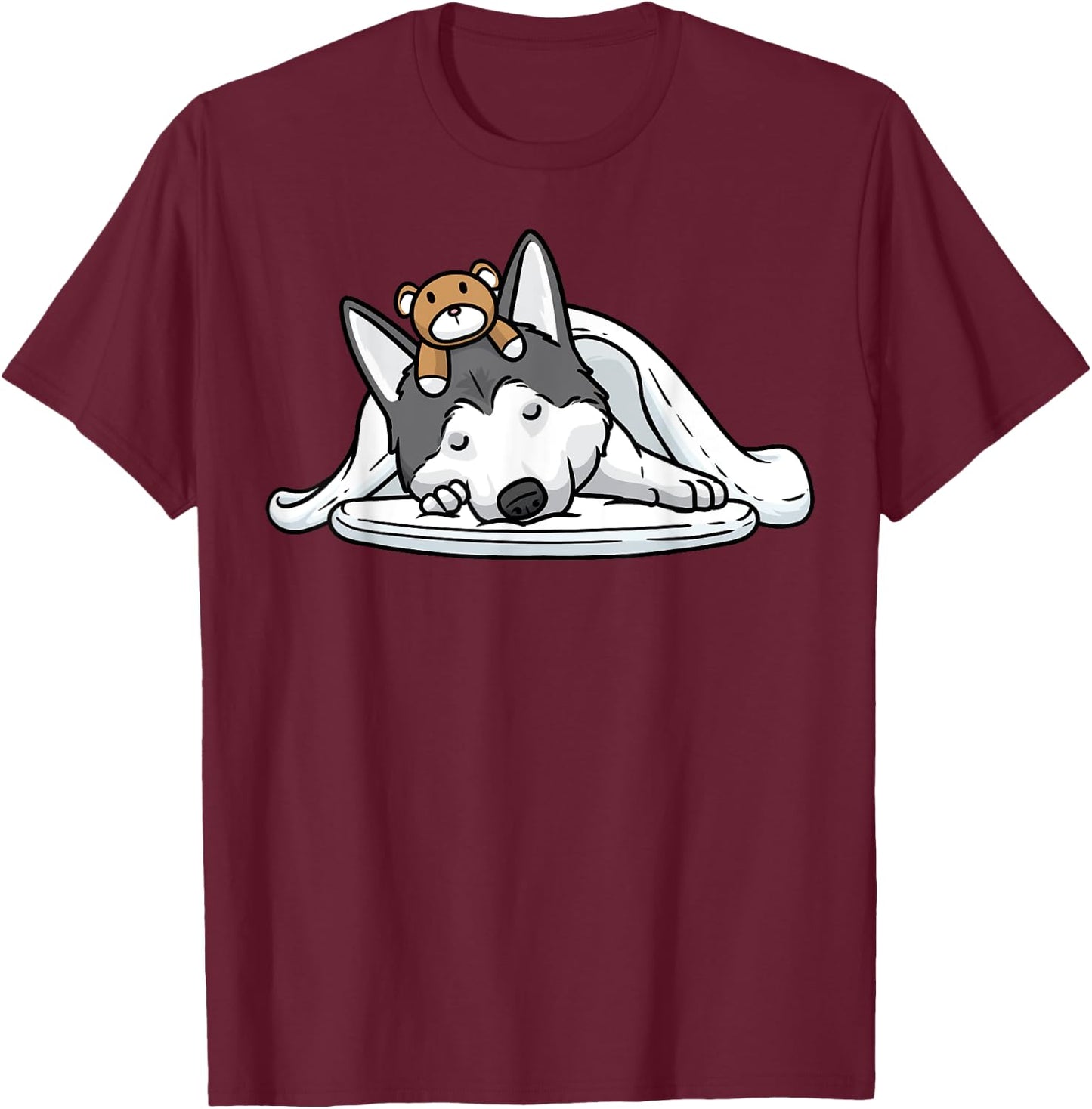 Husky Dog Official Sleeping Shirt Pajama Siberian Husky Women Girls Kids T-Shirt - T-Shirt | Maroon