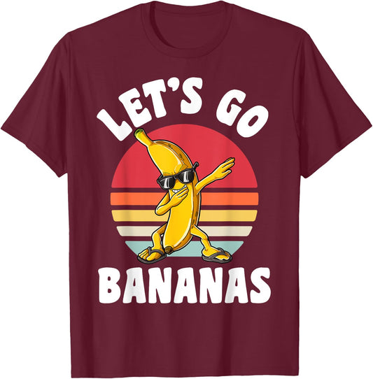 Dabbing Banana Let's Go Bananas Funny Fruit Dab Dance Retro T-Shirt - T-Shirt | Maroon