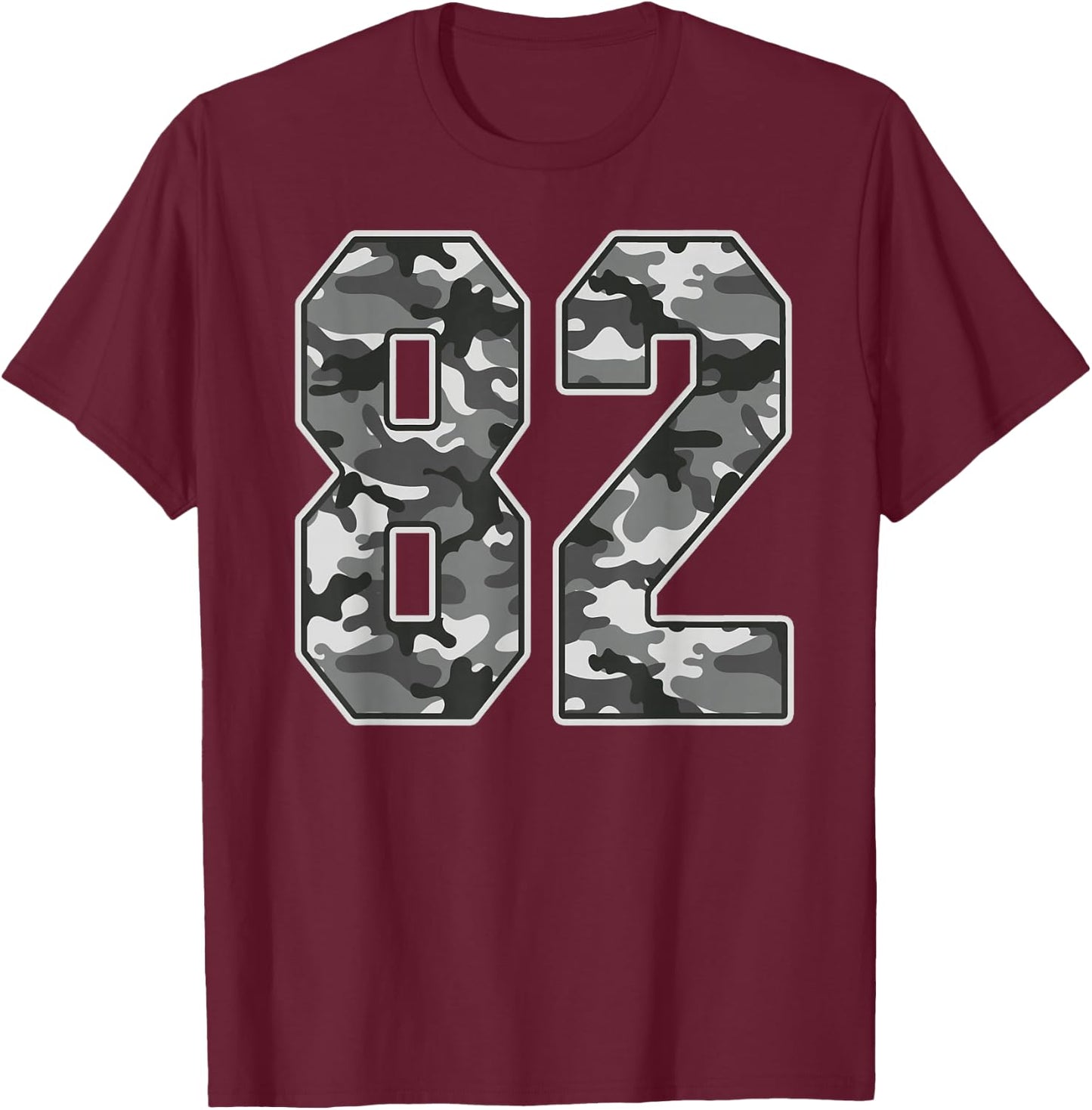 Camo #82 Jersey Number 82 Uniform Fan Favorite Player T-Shirt - T-Shirt | Maroon