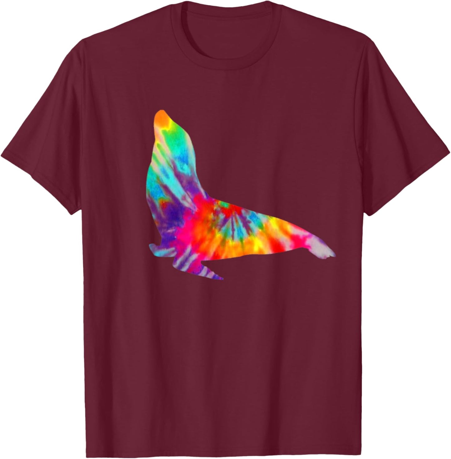 Sea Lion Seal Tie Dye Vintage T-Shirt - T-Shirt | Maroon