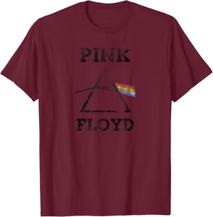 Pink Floyd Dark Side of the Moon Distressed T-Shirt - T-Shirt | Maroon
