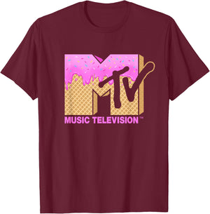 Mademark x MTV - Ice Cream MTV Logo Classic Music Television T-Shirt - T-Shirt | Maroon