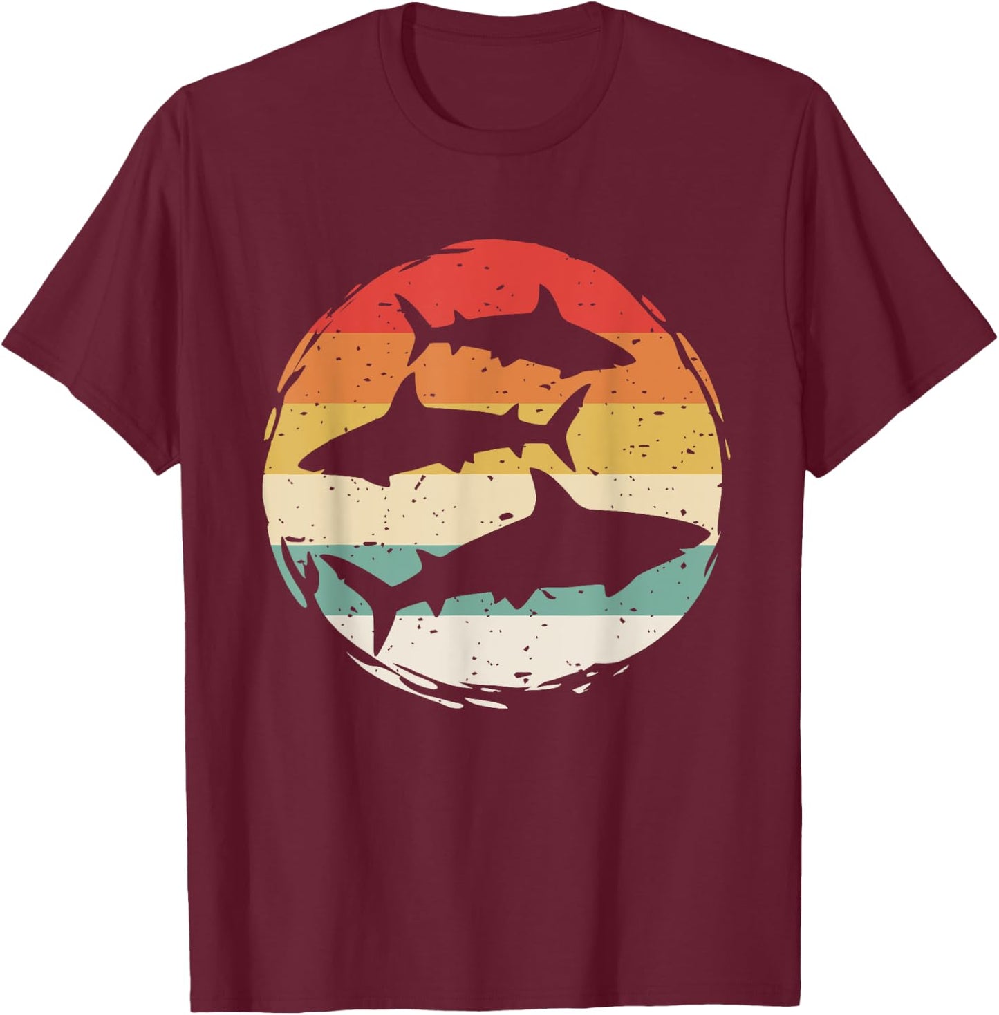 Sharks Vintage 80s Retro Clothes Shark Party in The Sea T-Shirt - T-Shirt | Maroon