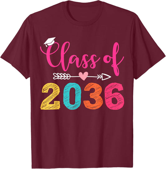 Class of 2036 Grow With Me Graduation T-Shirt - T-Shirt | Maroon