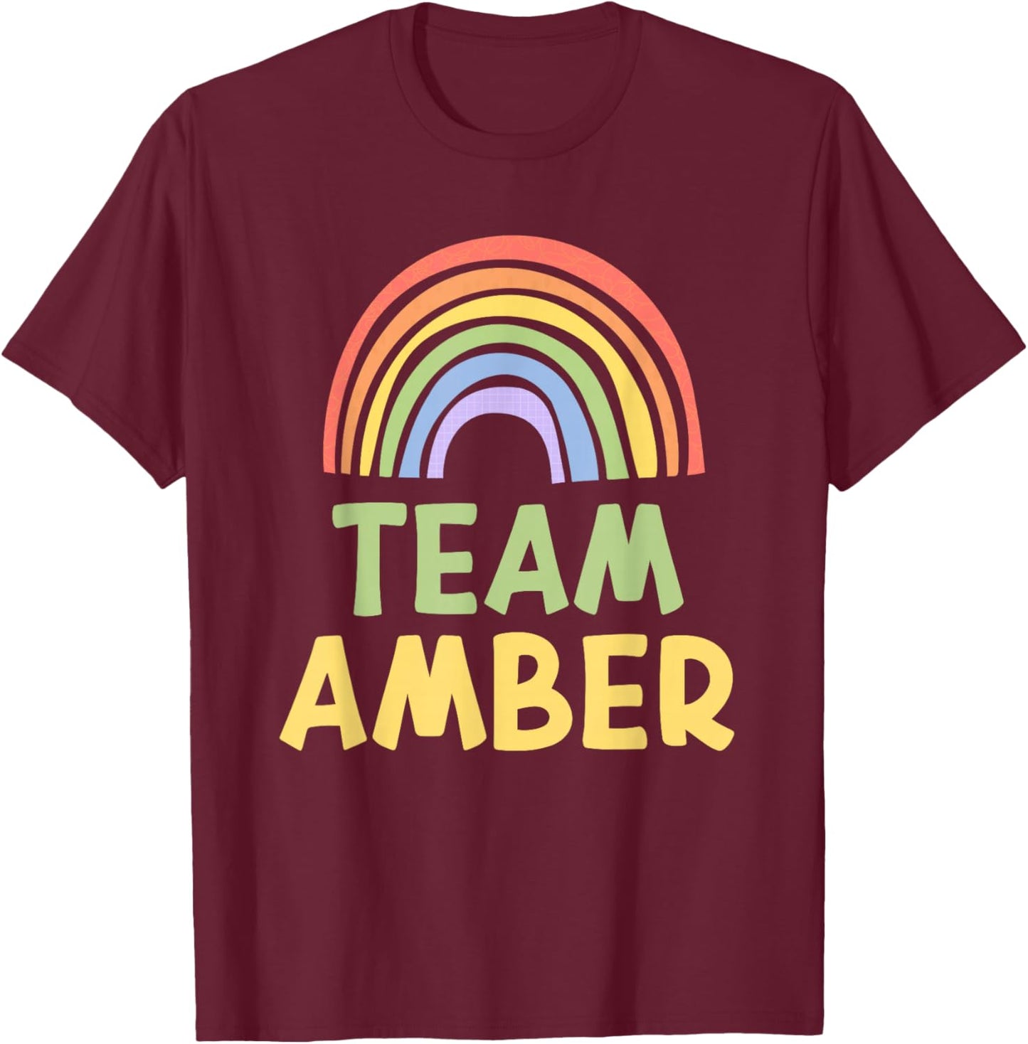 Happy Colorful Team Amber Rainbow Pride Green Yellow T-Shirt - T-Shirt | Maroon