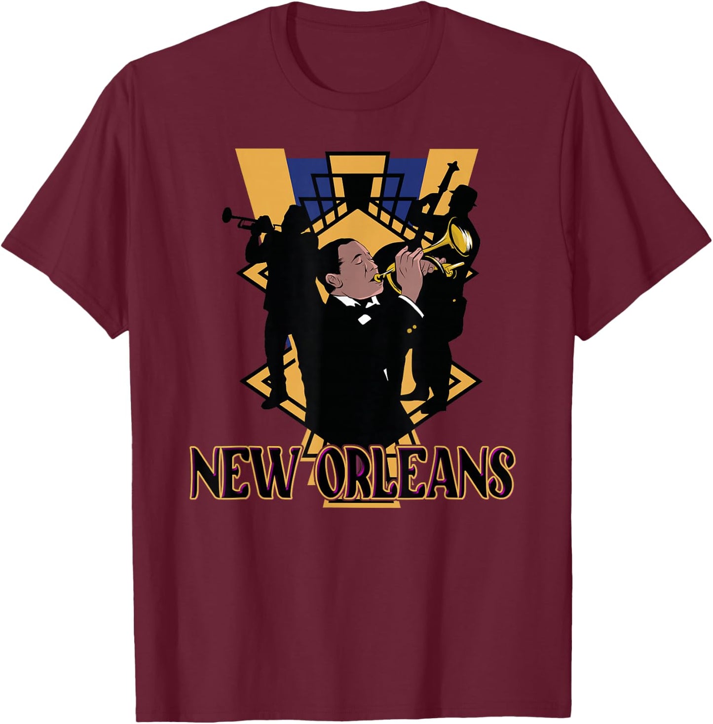 Jazz Music New Orleans Louisiana Jazz Festival Souvenir T-Shirt - T-Shirt | Maroon