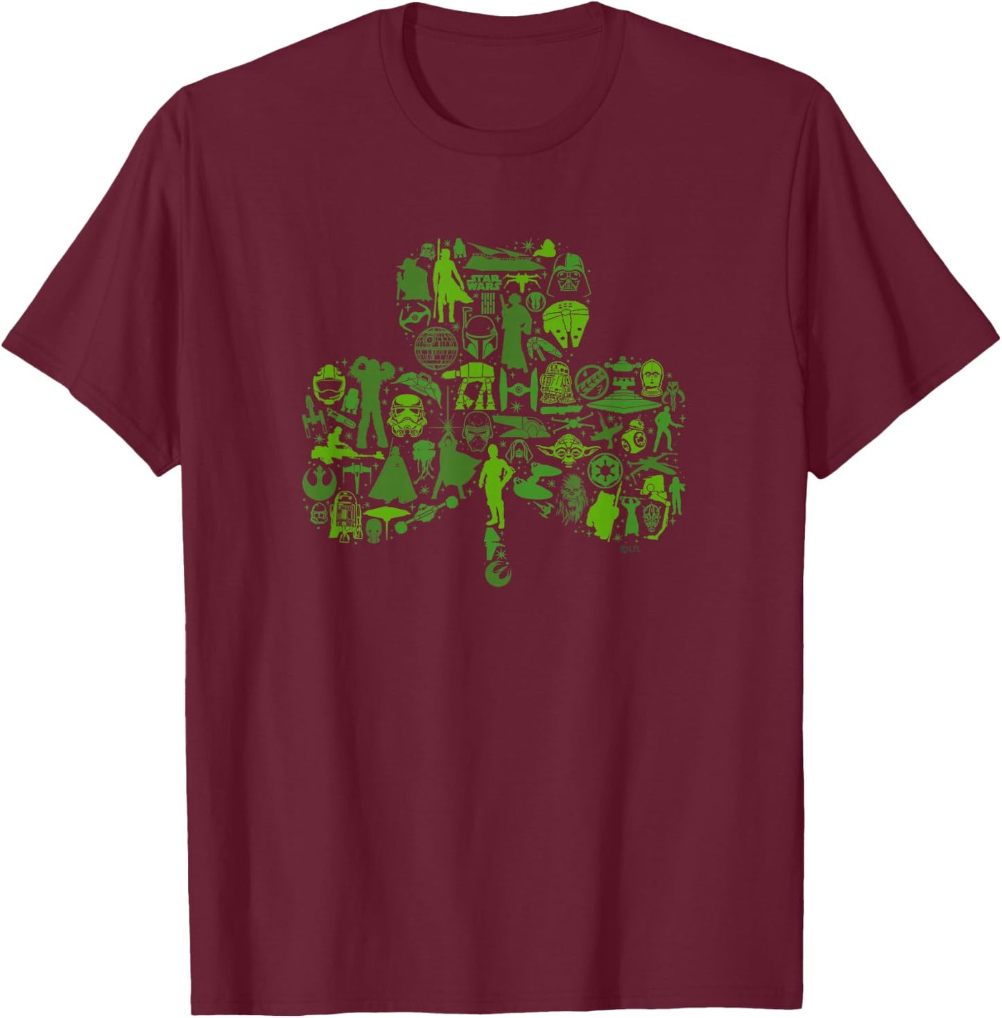 Star Wars Green Shamrock St. Patrick’s Day T-Shirt - T-Shirt | Maroon