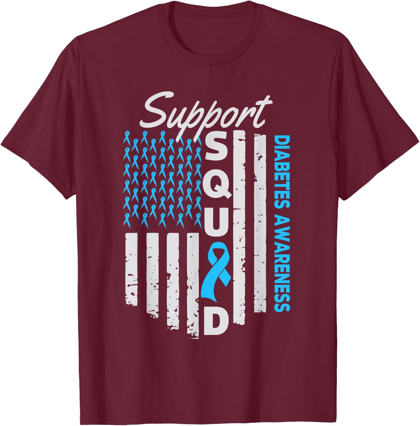 Support Squad USA Flag Type 2 Type 1 Diabetes Awareness Kids Men T-Shirt - T-Shirt | Maroon