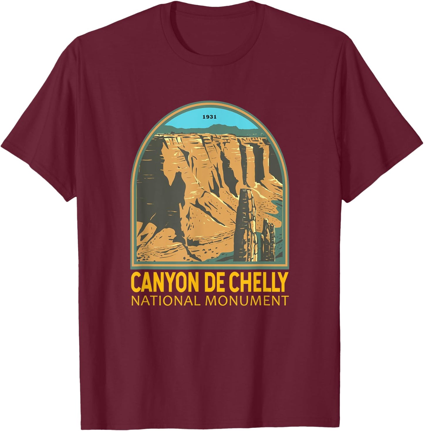 Canyon de Chelly National Monument Arizona Emblem Vintage T-Shirt - T-Shirt | Maroon