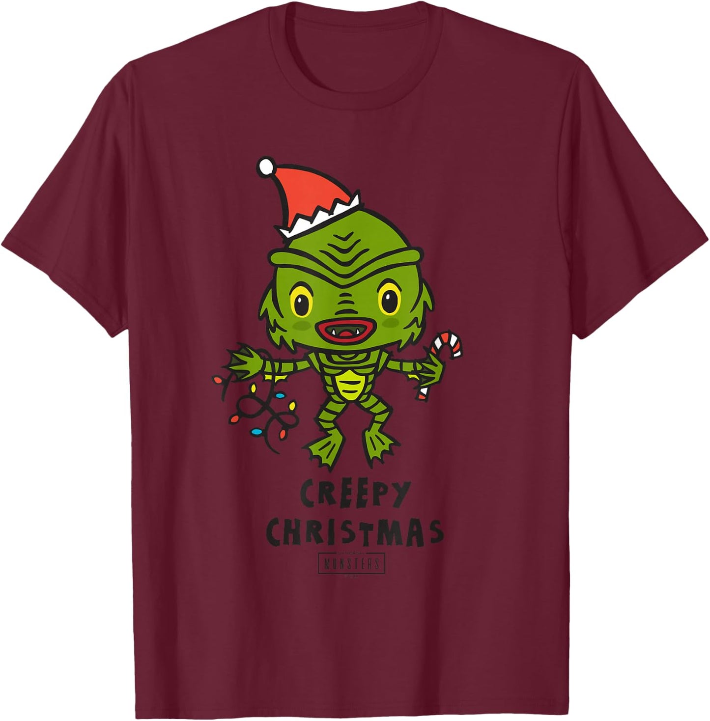 Universal Monsters Creature from the Black Lagoon Christmas T-Shirt - T-Shirt | Maroon