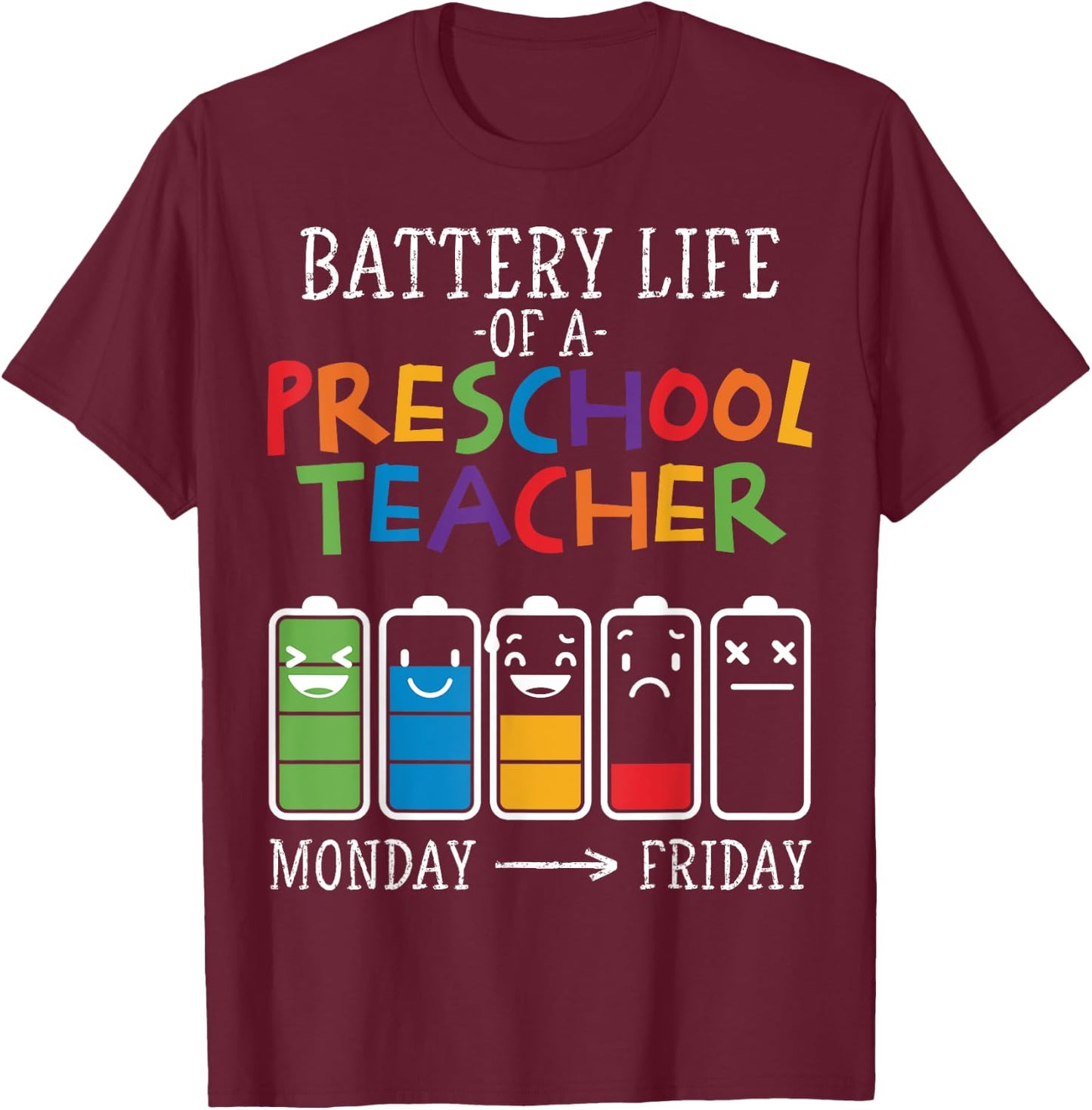 Battery Life of a Preschool teacher Women T-Shirt - T-Shirt | Maroon
