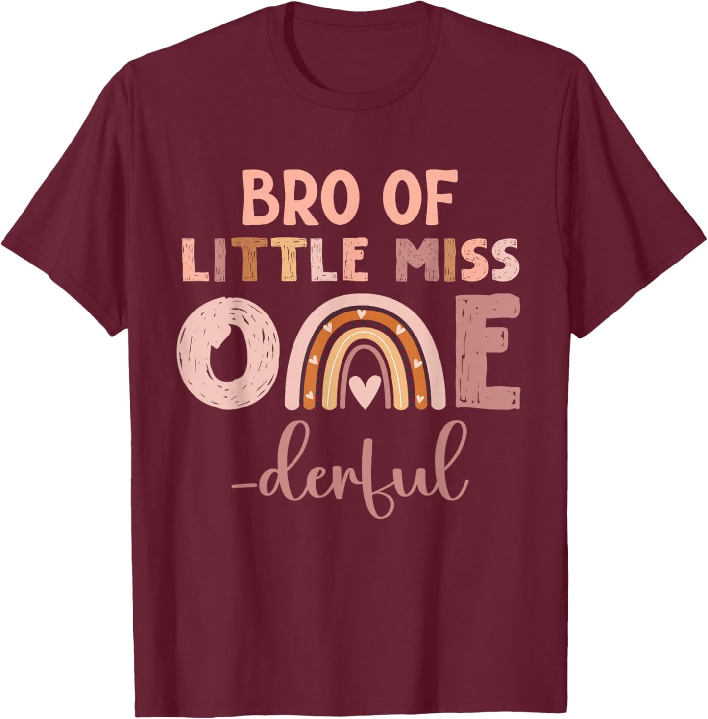 Boho Bro of Miss Onederful 1st Birthday Girl Cute T-Shirt - T-Shirt | Maroon
