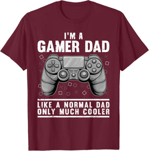Funny Gamer Dad Design Husband Gaming Father's Day T-Shirt - T-Shirt | Maroon