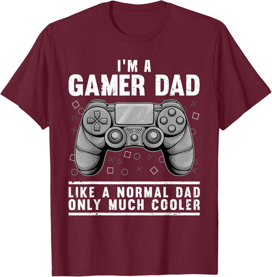 Funny Gamer Dad Design Husband Gaming Father's Day T-Shirt - T-Shirt | Maroon
