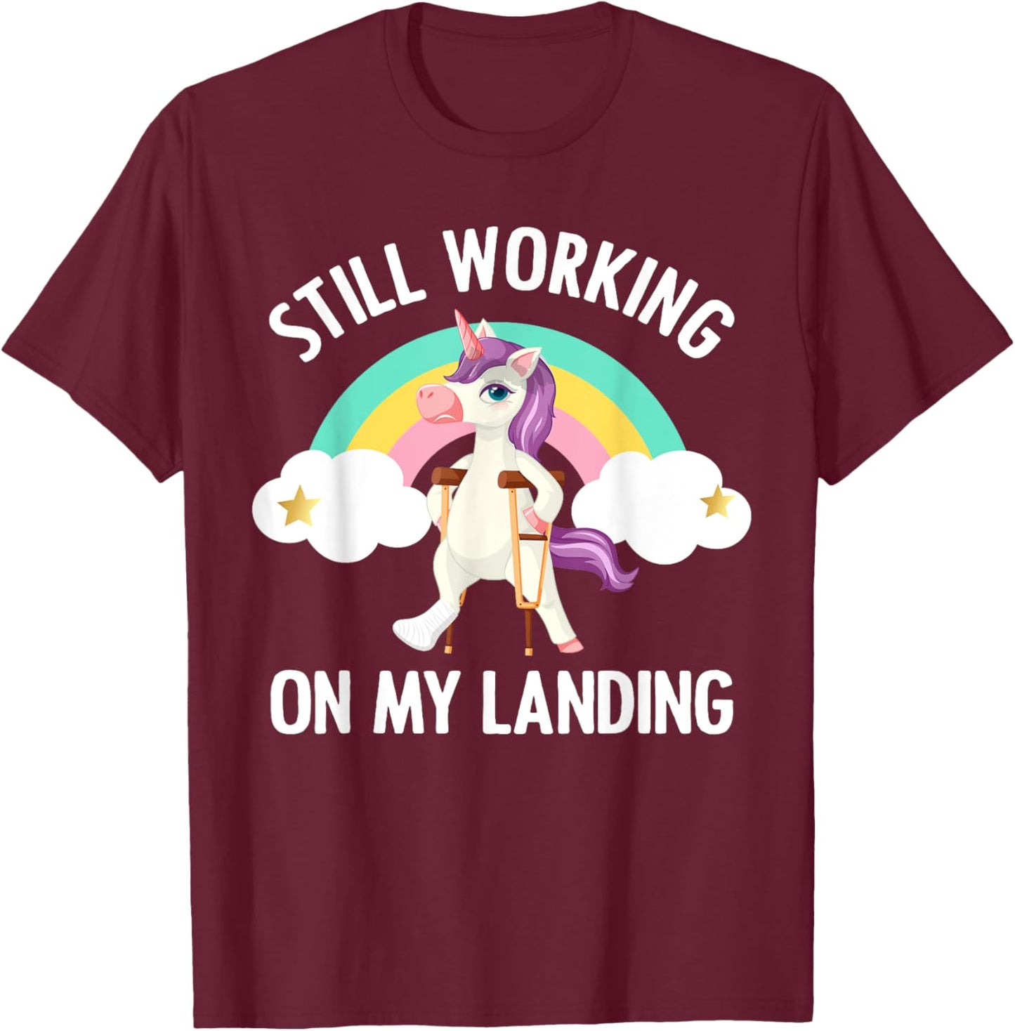 Funny Unicorn Broken Leg Art For Kids Toddlers Injured Foot T-Shirt - T-Shirt | Maroon