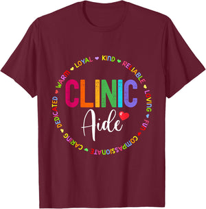 Clinic Aide For School Nurse Appreciation Week Back School T-Shirt - T-Shirt | Maroon