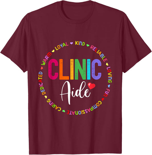 Clinic Aide For School Nurse Appreciation Week Back School T-Shirt - T-Shirt | Maroon