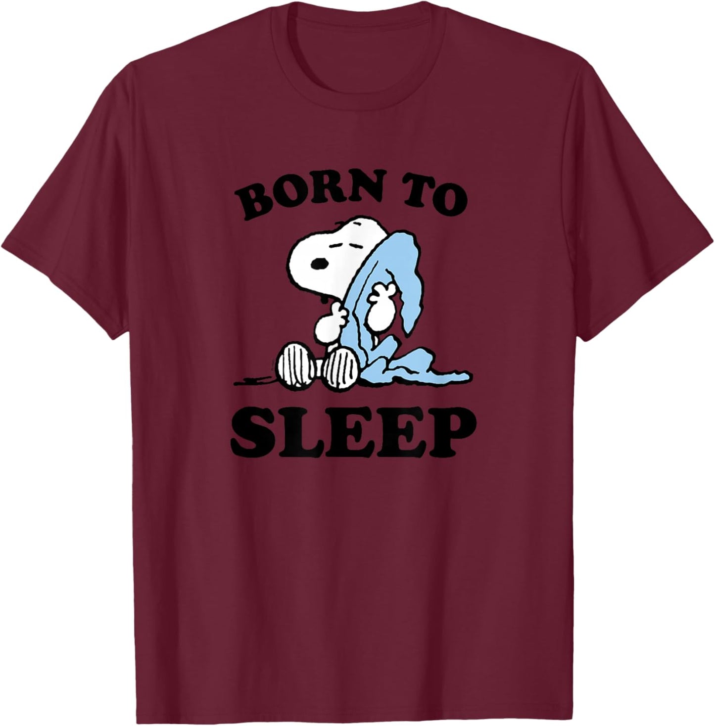 Peanuts - Snoopy Born to Sleep T-Shirt - T-Shirt | Maroon