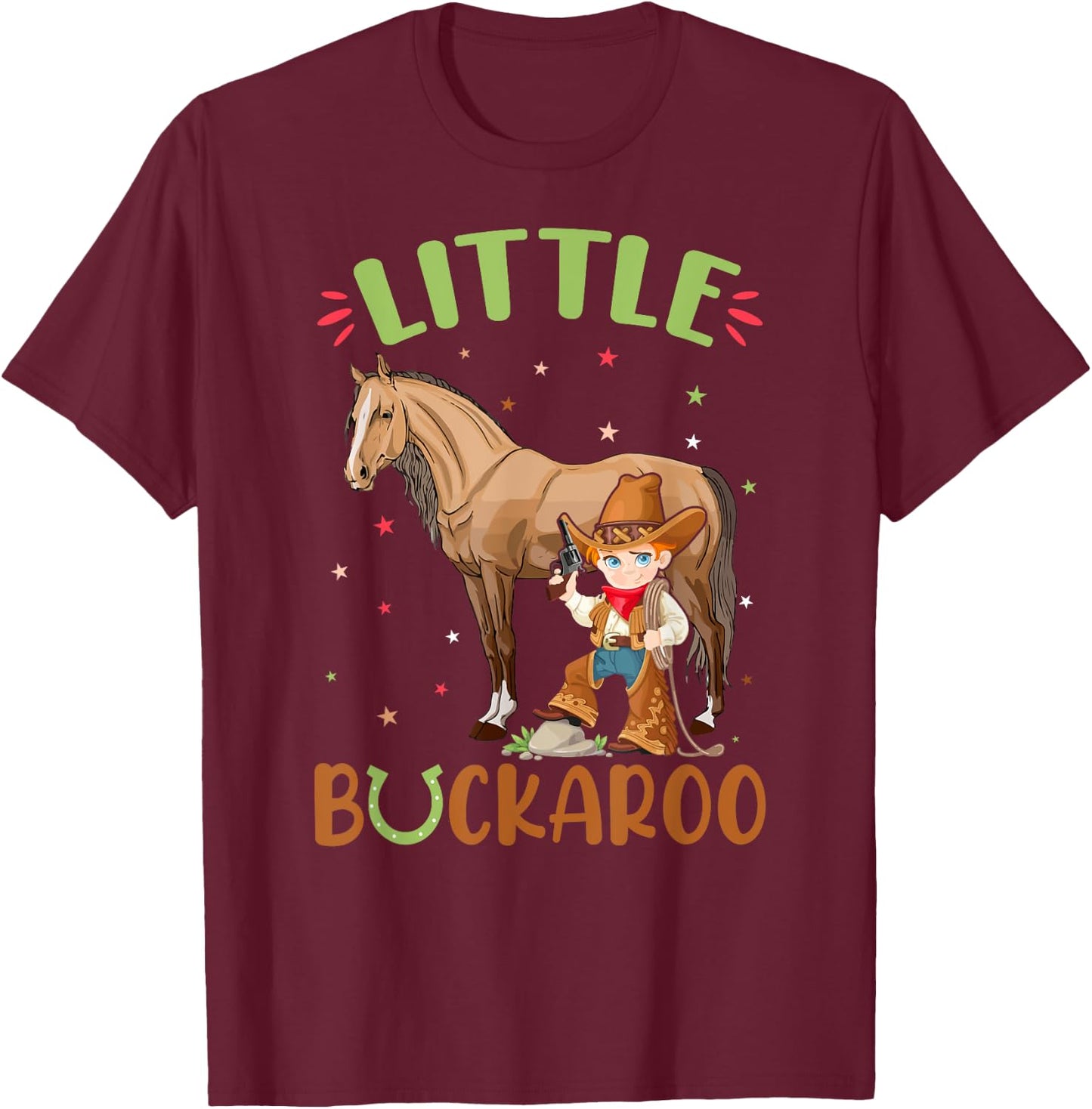 Cowboy Western Little Buckaroo Cowboy Costume T-Shirt - T-Shirt | Maroon