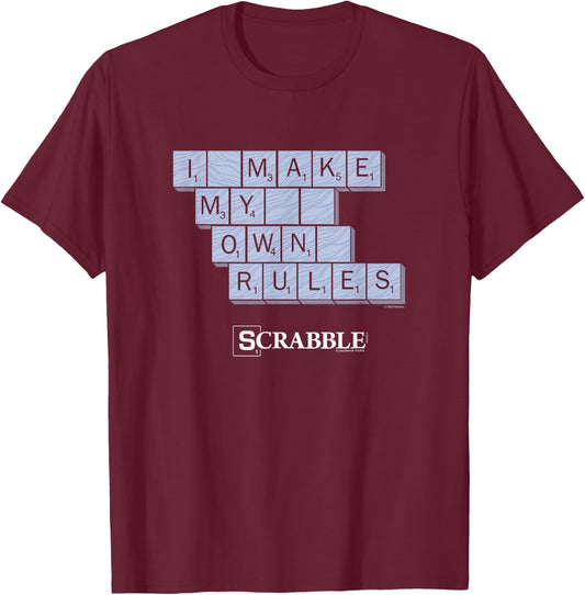 Scrabble I Make My Own Rules Vintage Letter Tile Logo T-Shirt - T-Shirt | Maroon