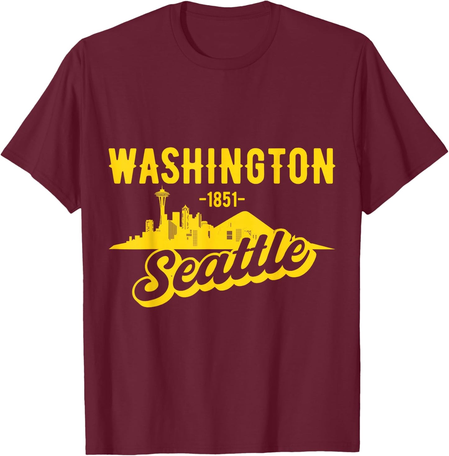 Seattle Washington Skyline T-Shirt - T-Shirt | Maroon
