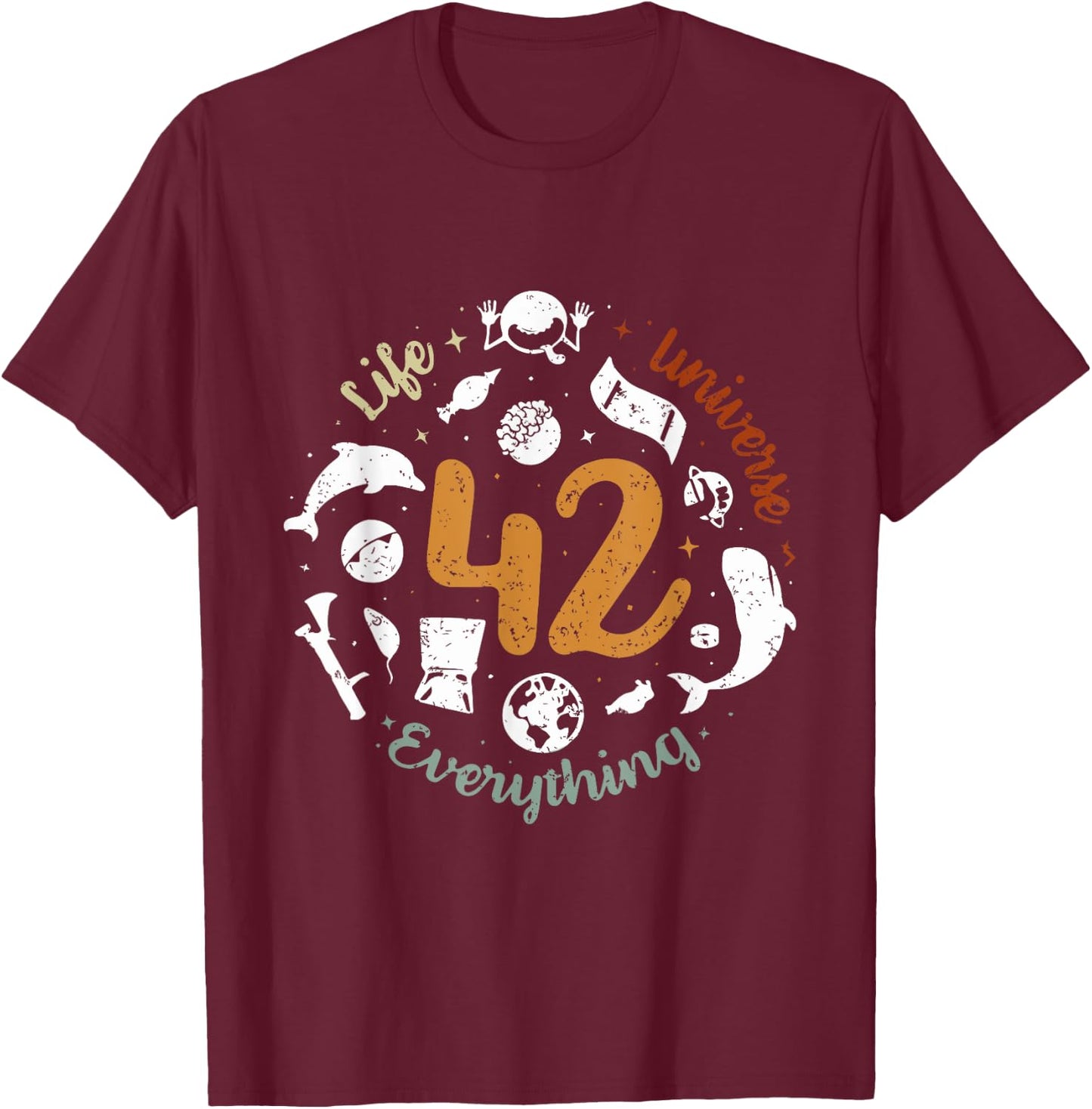 The 42 Answer to Life The Universe and Everything T-Shirt - T-Shirt | Maroon