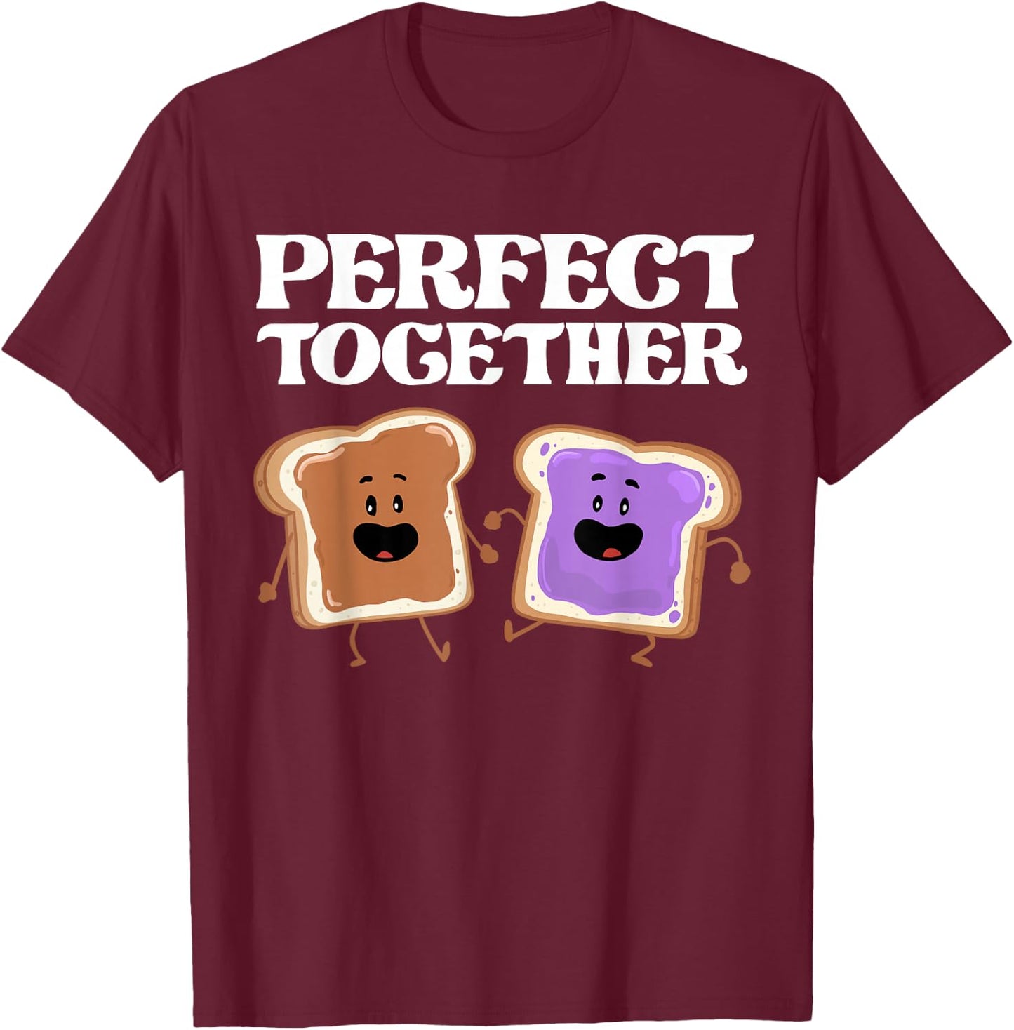 Miftees Besties Perfect Together Peanut Butter and Jelly T-Shirt - T-Shirt | Maroon