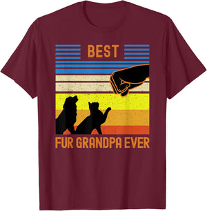 Best Fur Grandpa Ever Funny Vintage Retro Dog and Cat Owner T-Shirt - T-Shirt | Maroon