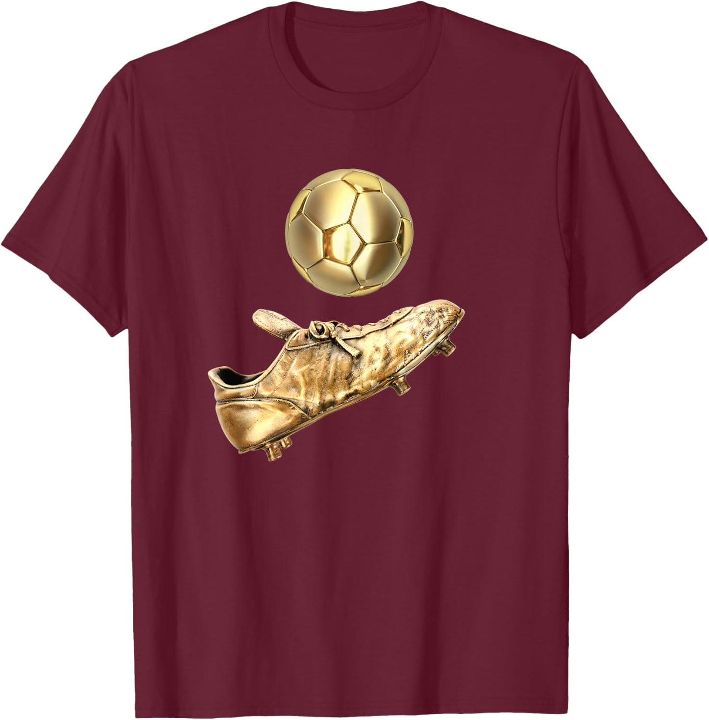Gold Soccer Ball-Retro Vintage Style Soccer Player Cleats T-Shirt - T-Shirt | Maroon