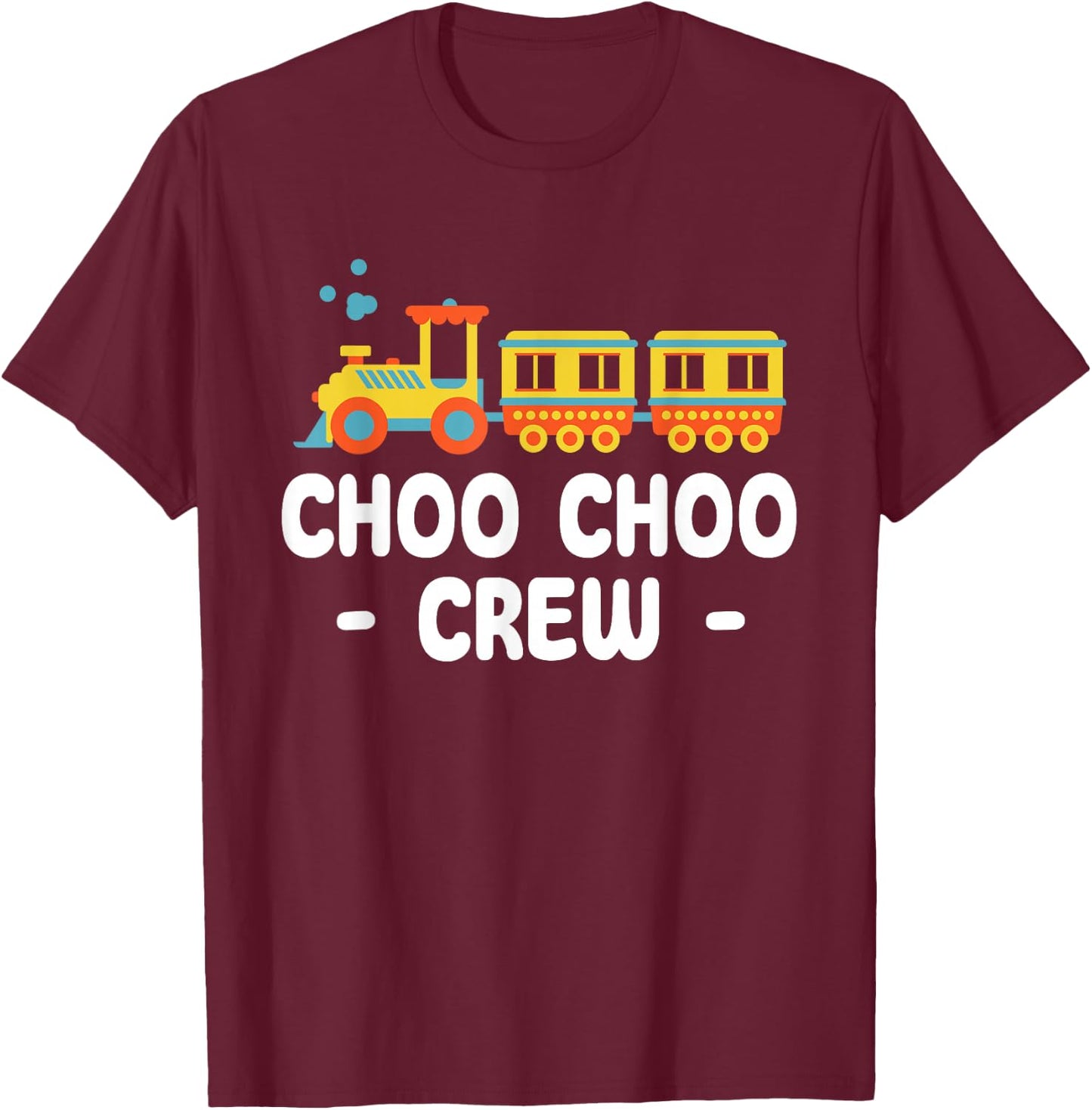Choo Choo Crew Railway Train Birthday T-Shirt - T-Shirt | Maroon