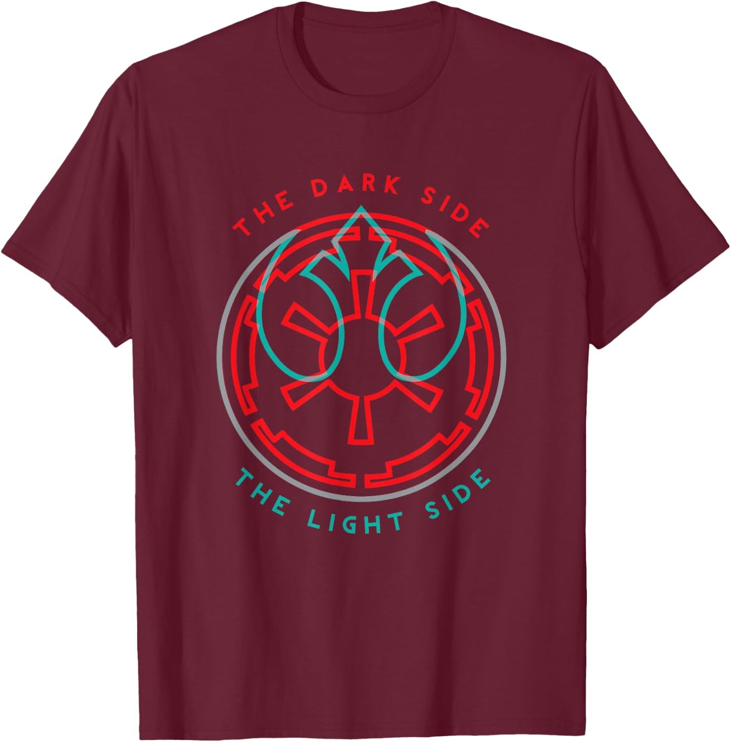 Star Wars The Dark Side And The Light Side Empire Rebel Logo T-Shirt - T-Shirt | Maroon