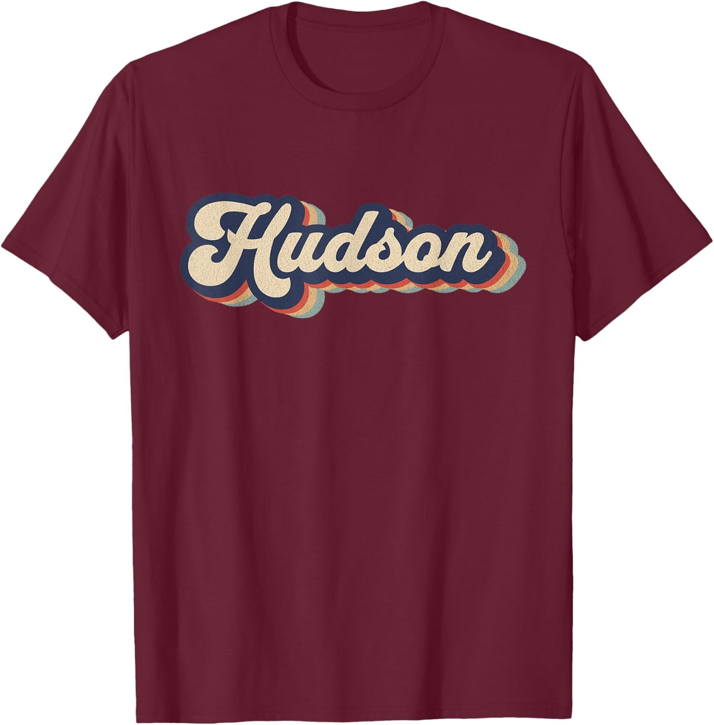 Retro Vintage Hudson Name Personalized T-Shirt - T-Shirt | Maroon