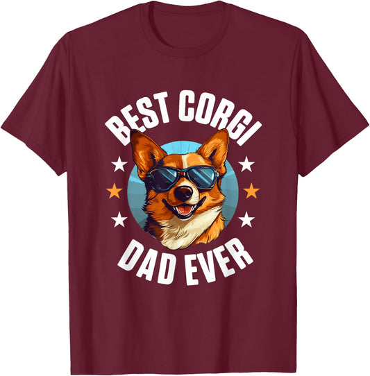 Pembroke Welsh Corgi - Best Corgi Dad Ever T-Shirt - T-Shirt | Maroon