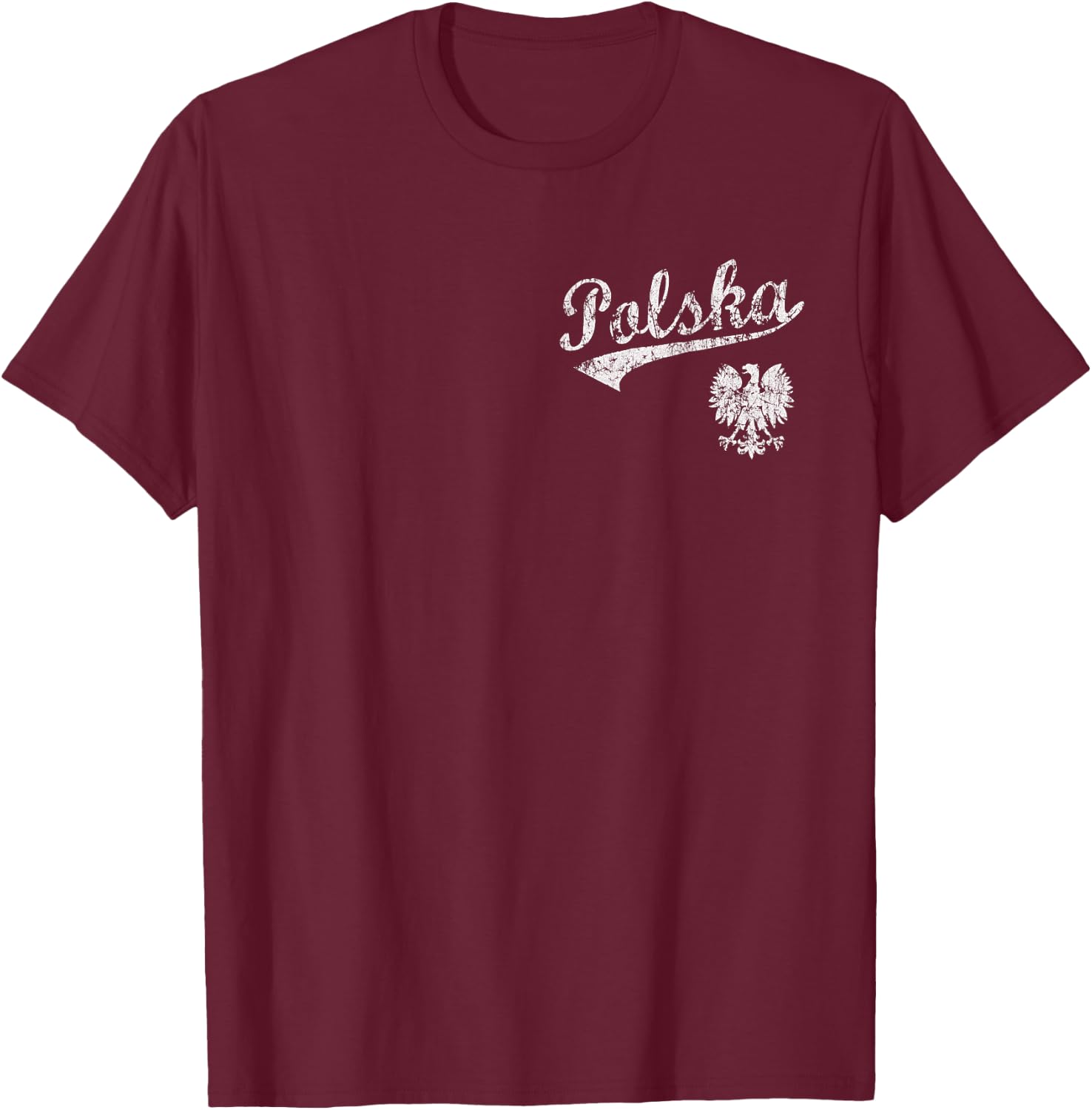 Polska Eagle Poland Polish Family Vintage Distressed Fade T-Shirt - T-Shirt | Maroon