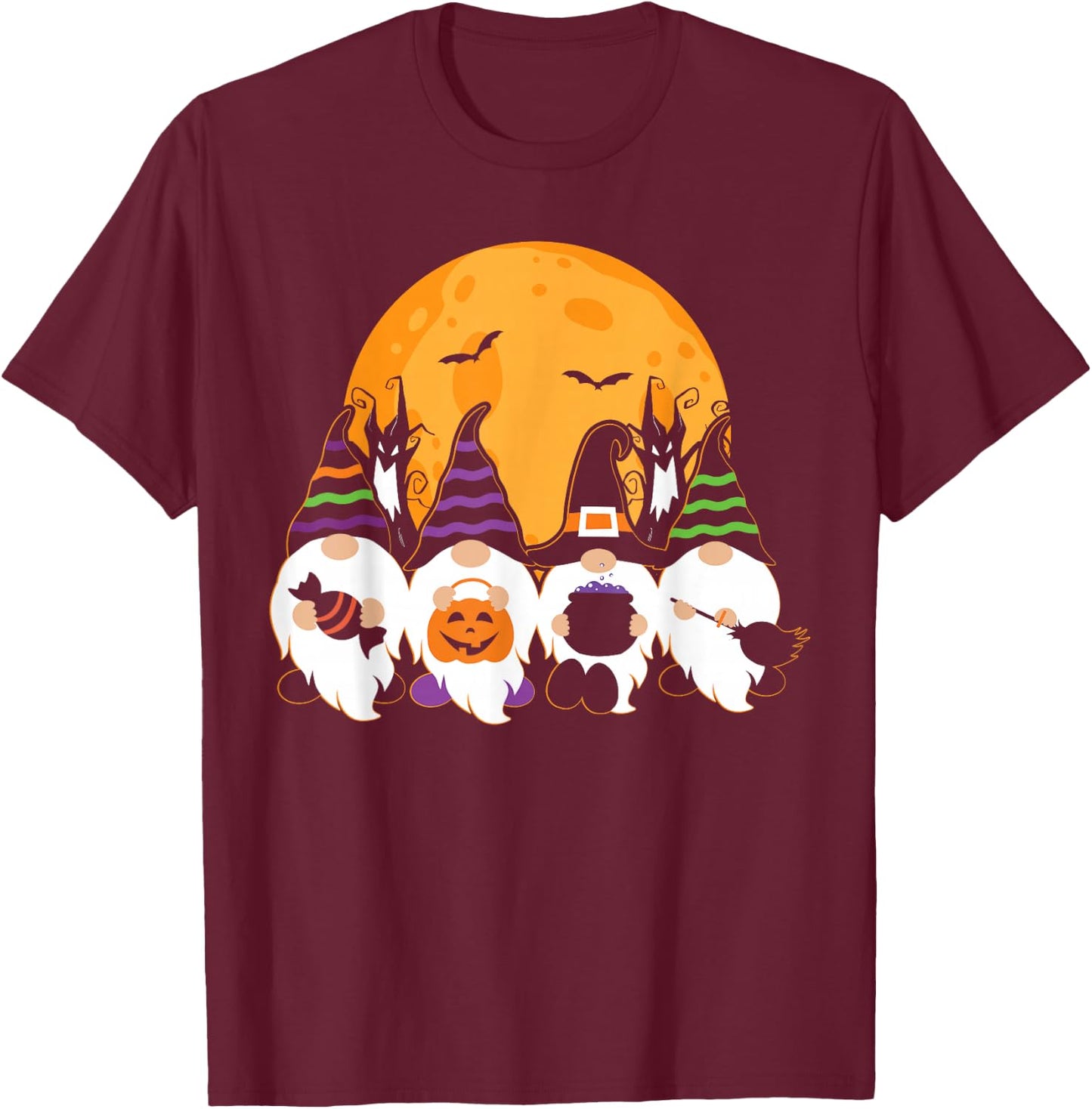 Cute Halloween Gnome Spooky Gardening Trick Or Treat T-Shirt - T-Shirt | Maroon