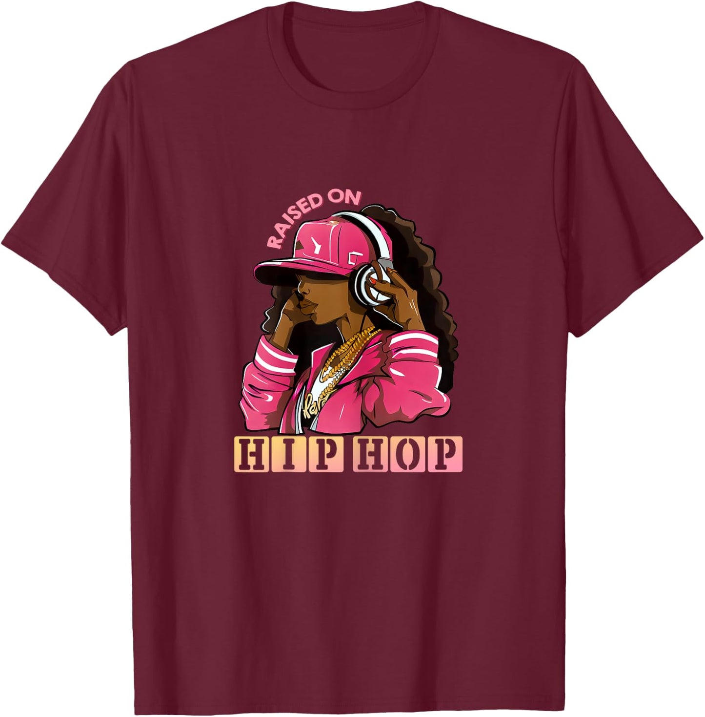 RAISED ON HIP HOP Fashion Old School Hip Hop T-Shirt - T-Shirt | Maroon