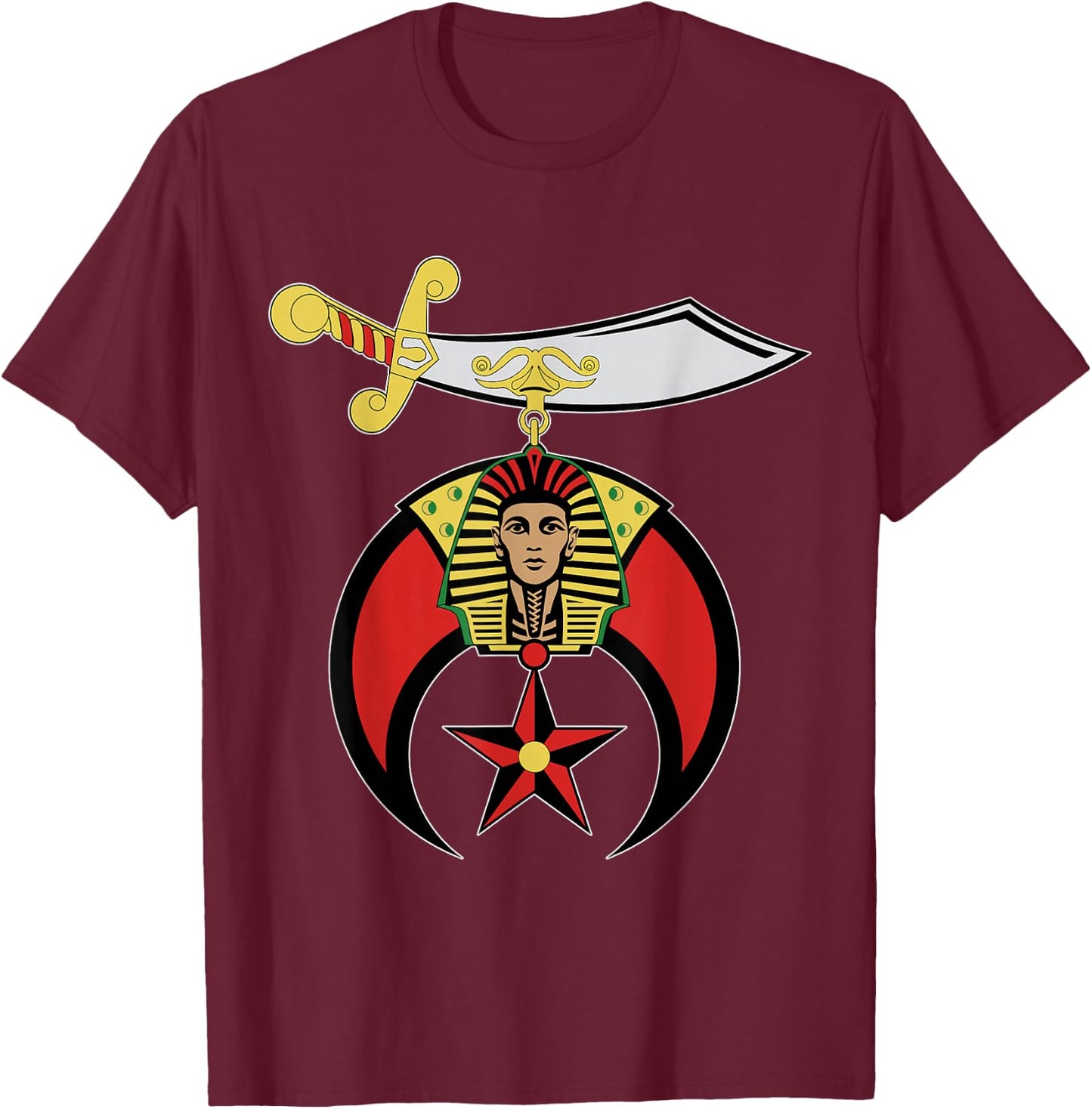 Shriners Logo Emblem AAONMS Freemasons AEAONMS Father's Day T-Shirt - T-Shirt | Maroon