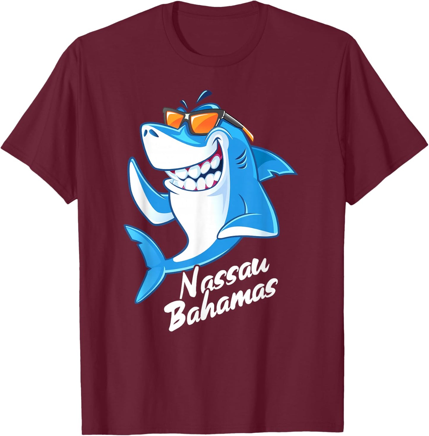 Nassau Bahamas Shark Vacation Souvenir T-Shirt - T-Shirt | Maroon
