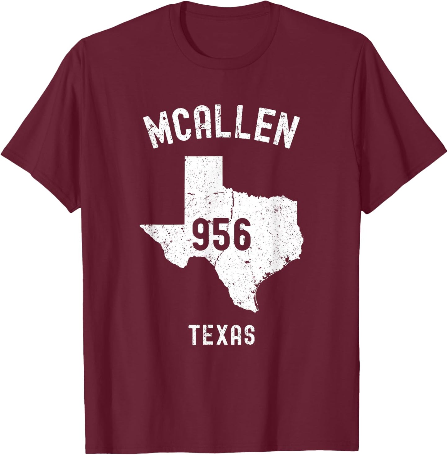 McAllen Texas TX 956 Vintage Athletic Style T-Shirt - T-Shirt | Maroon