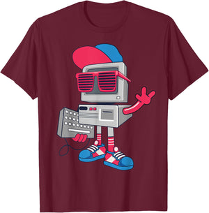 Cool Robot Design Funny Kids Boys Girls Robotics Bot Lovers T-Shirt - T-Shirt | Maroon