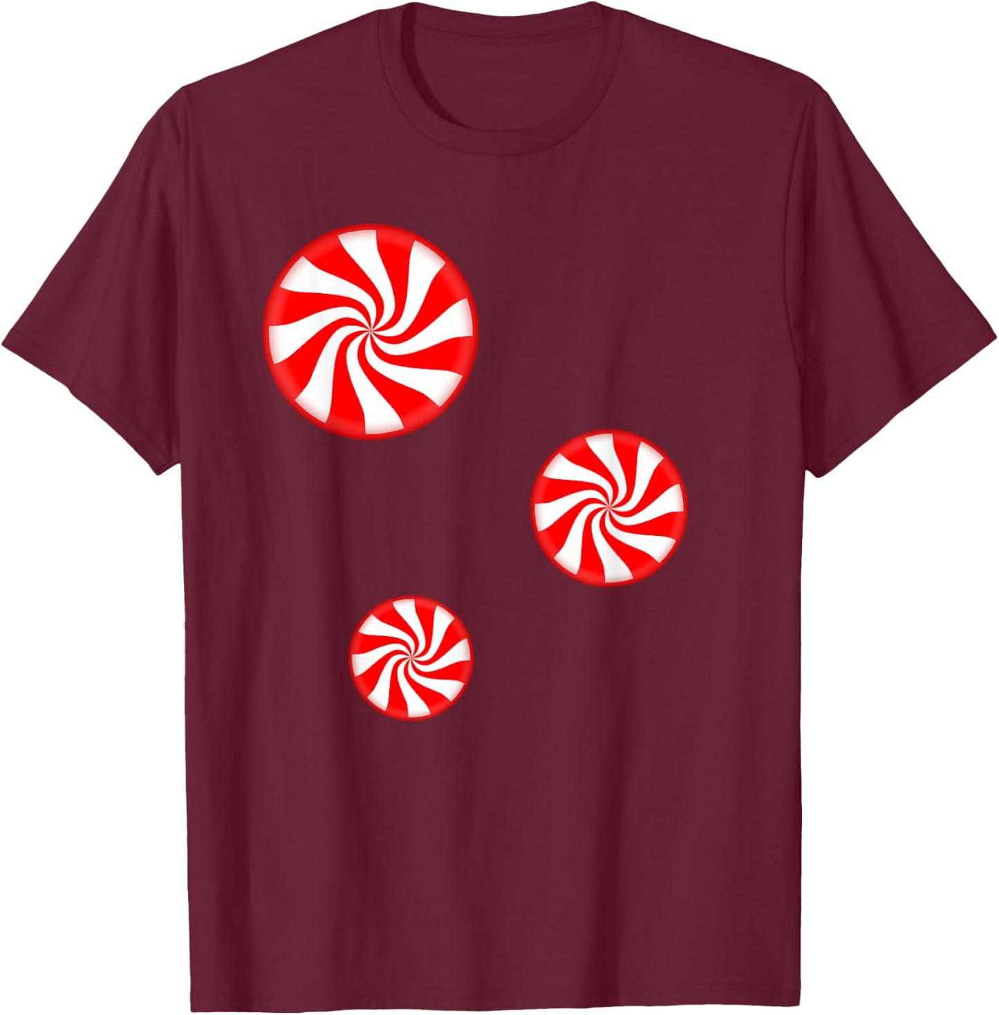 Peppermint Christmas Candy T-Shirt - T-Shirt | Maroon