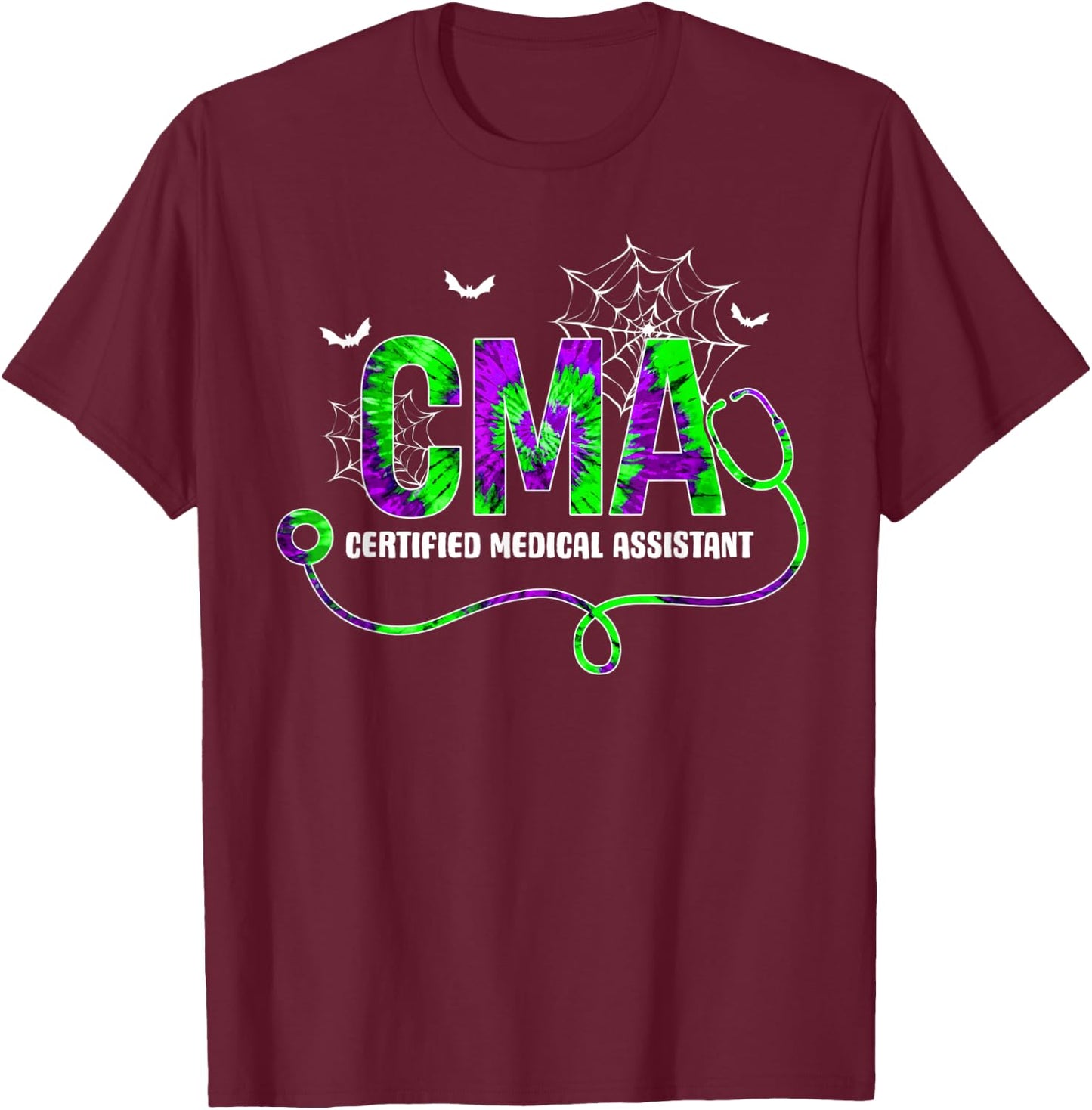 Tie Dye CMA Spider Spooky Halloween Costumes T-Shirt - T-Shirt | Maroon