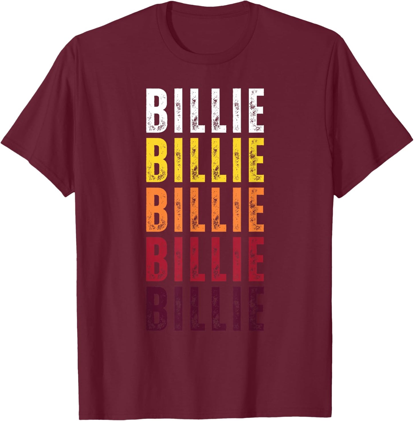 Personalized Name Billie Vintage Billie T-Shirt - T-Shirt | Maroon