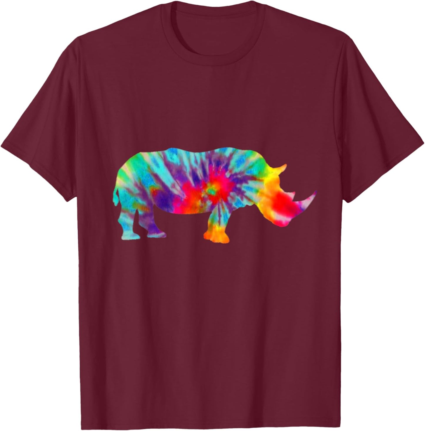 Rhino Tie Dye Vintage Rhino T-Shirt - T-Shirt | Maroon