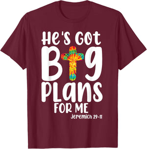 He's Got Big-Plans For Me Christian Bible Verse Kids Boys T-Shirt - T-Shirt | Maroon