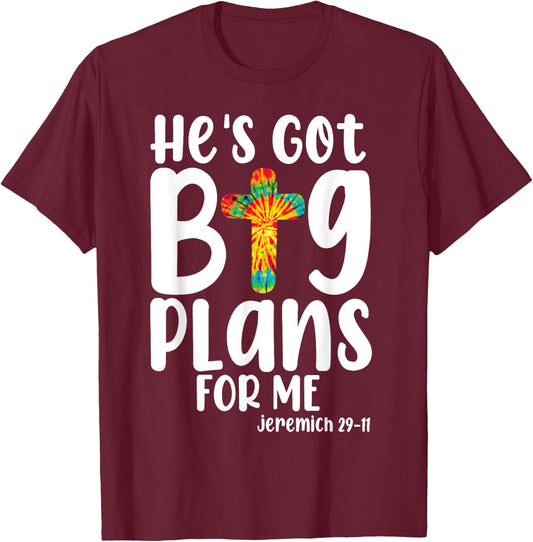 He's Got Big-Plans For Me Christian Bible Verse Kids Boys T-Shirt - T-Shirt | Maroon