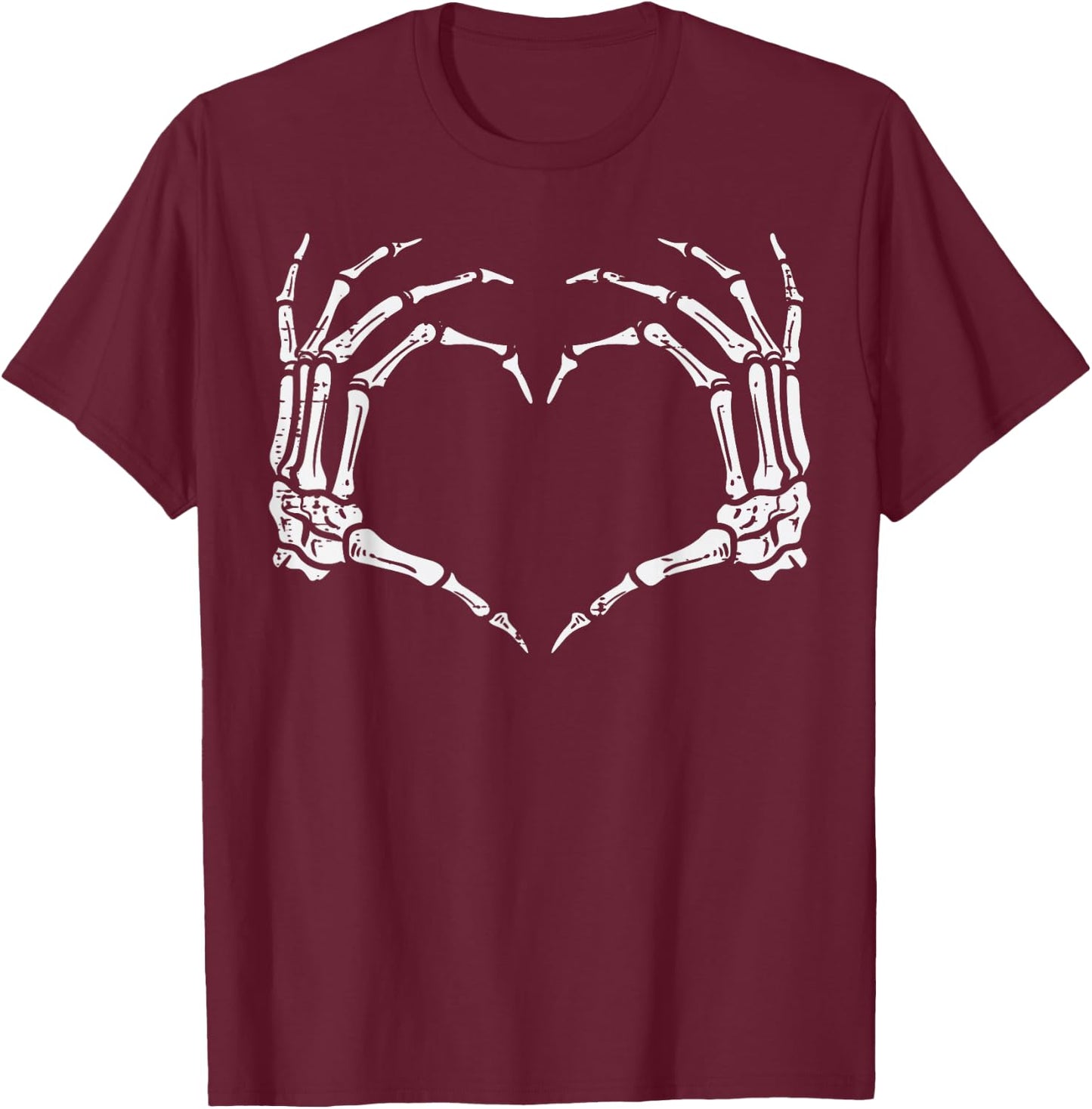 Skeleton Hands Heart Sign Retro Halloween Costume Women Girl T-Shirt - T-Shirt | Maroon